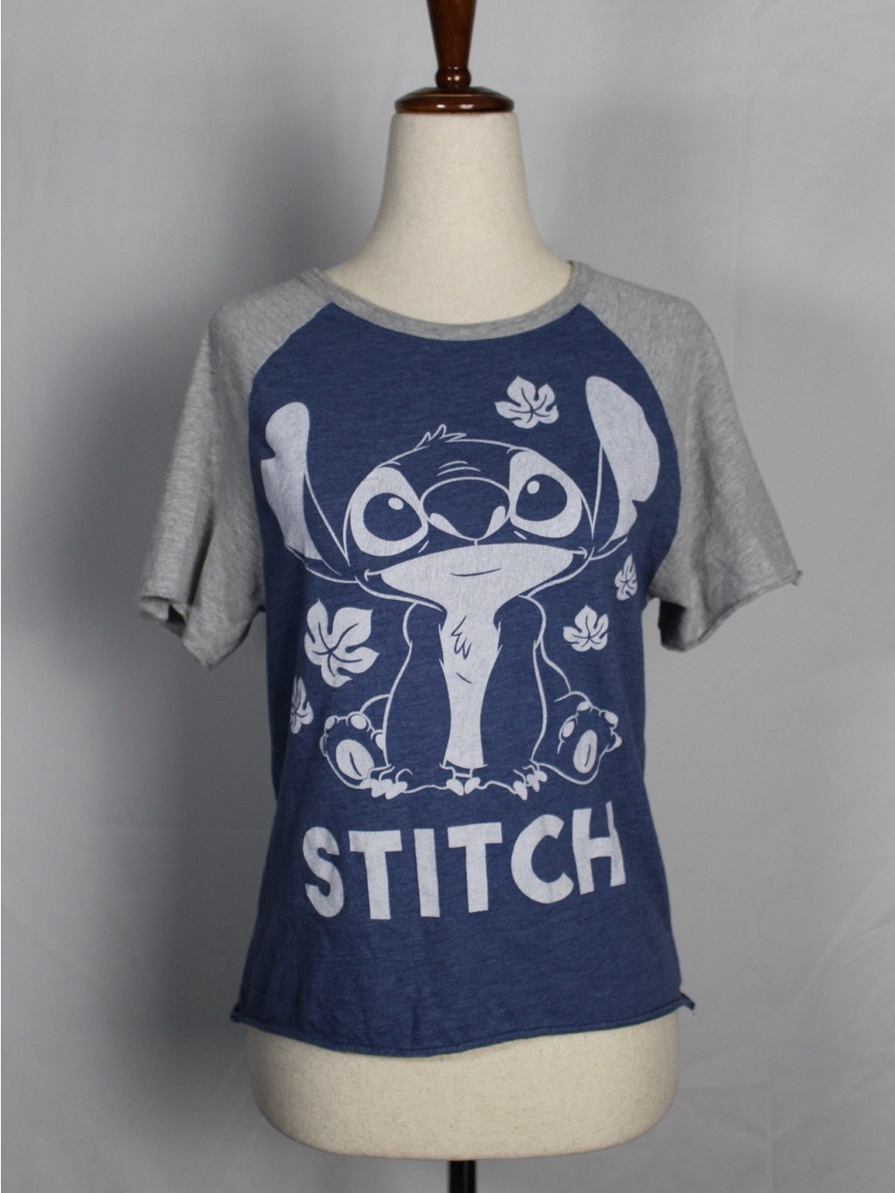 Disney Stitch Raglan Tee - Navy & Gray